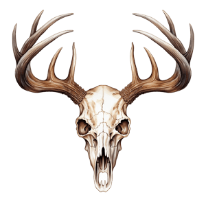 Illustration of a whitetail deer European skull mount