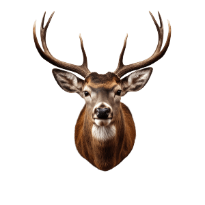 Illustration of a mounted whitetail buck shoulder mount